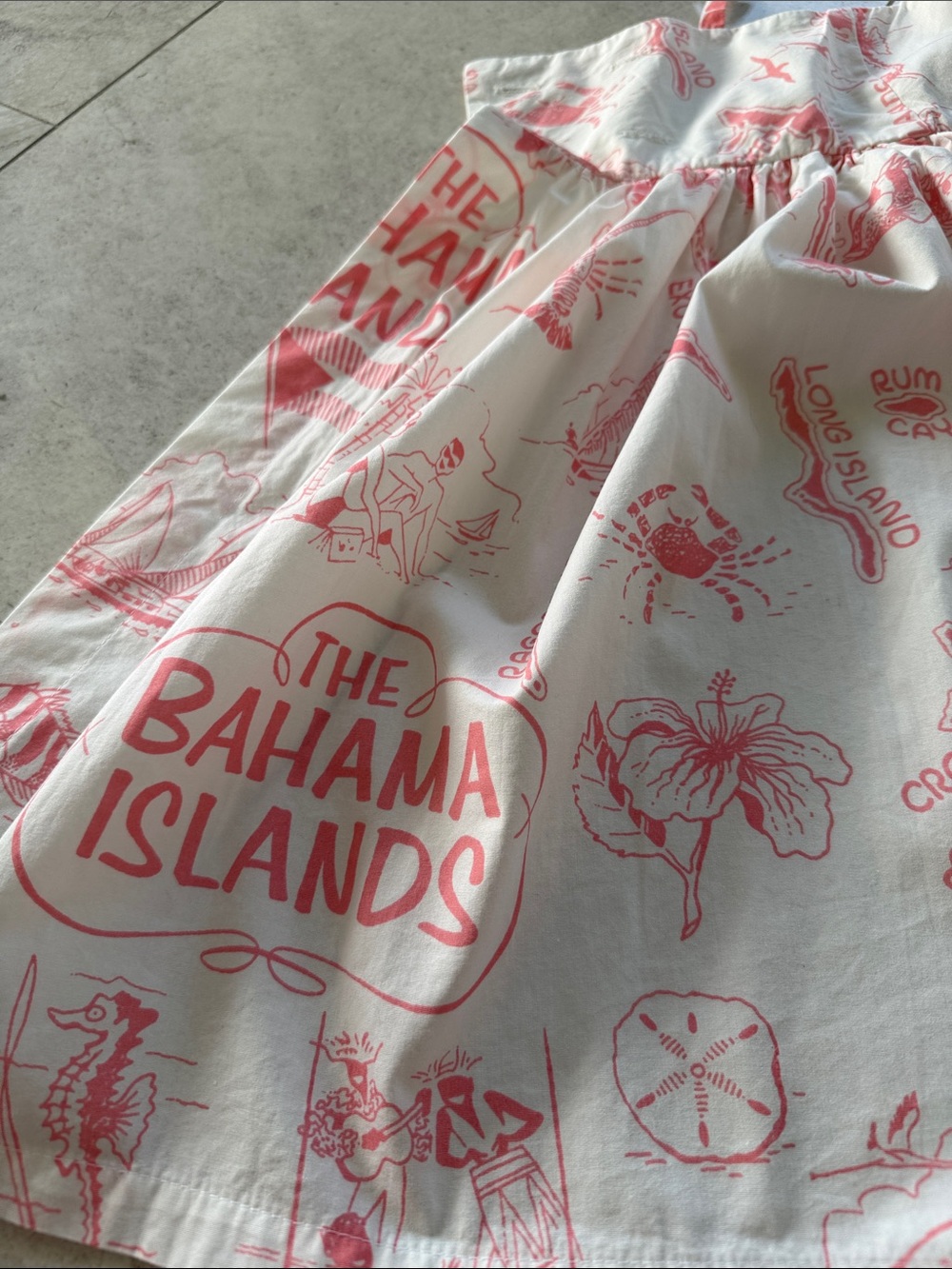 Bahama Hand Prints Girls White & Coral Island Print Sundress sz 8 - Picture 6 of 11
